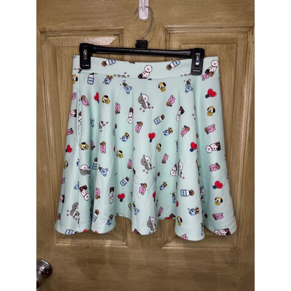 BT21 BTS Skater Skirt Light Blue With Korean Pop Elastic Waist and Pockets S NEW - Picture 2 of 7